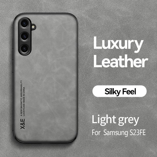 M&Y Magnetische matte Schaffell-Lederhülle für iPhone und Samsung Galaxy in Grau - Bild 1