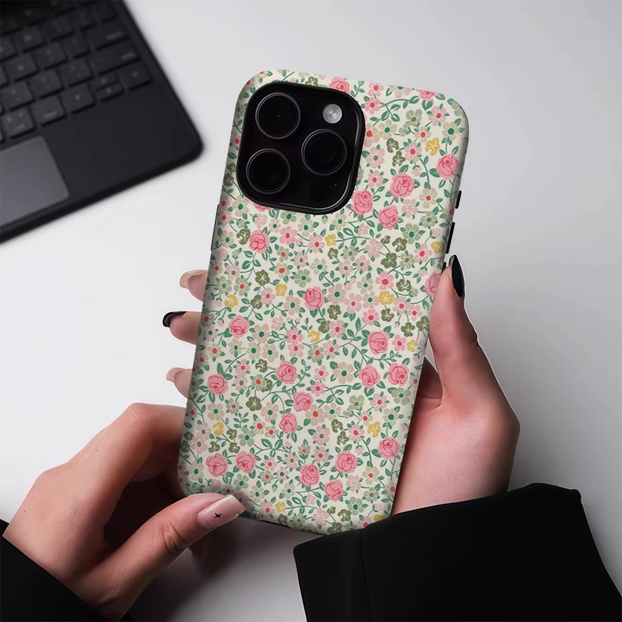 Potdemiel Handyhülle mit Blumenmuster für iPhone 17 16 15 14 13 Pro Max Plus, robuste doppelschichtige Schutzhülle mit Magnetfunktion, Multicolour - Bild 2