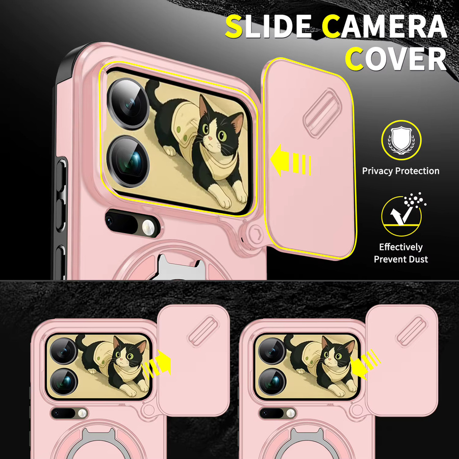 Magnetische Schutzhülle mit Schiebeobjektivschutz für Xiaomi 17 Pro Max, 15T Pro, 14T Pro und Mi17 Pro in Pink - Bild 2