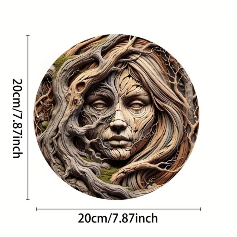 Potdemiel Wandkunst Baumgesicht aus Metall, runde Wandskulptur in Braun, B/H: 20 x 20 cm - Bild 3