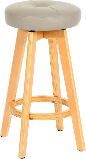 PROREGAL Barhocker drehbar aus Holz und Kunstleder in Beige mit Sitzhöhe 67 cm - Bild 1