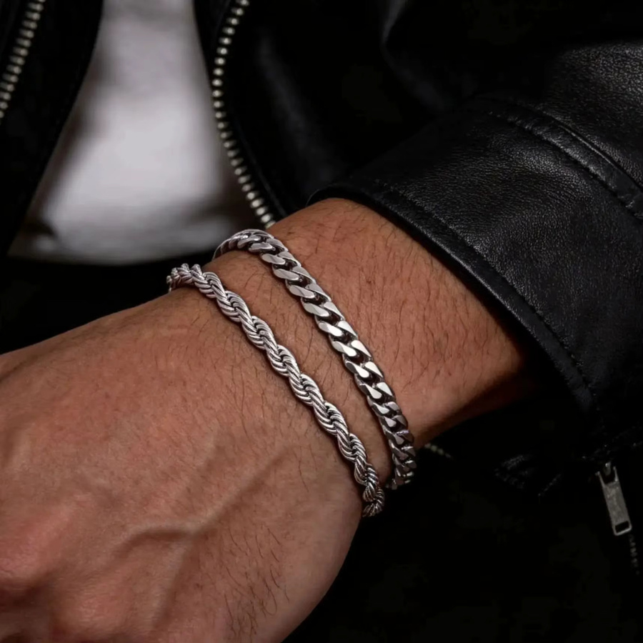 mprainbow Kettenarmbänder Edelstahl, Silber, Gold, Schwarz, Herren - Bild 1