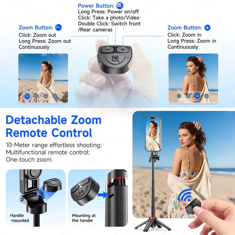 Axnen Multifunktionales Magnetisches Stativ mit kabelloser Fernbedienung und Clip für Android und iPhone, Schwarz - Bild 4
