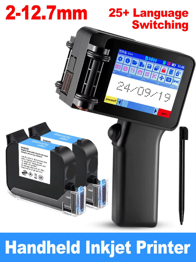 Tragbare Handheld-Tintenstrahldruckerpistole mit 4,3-Zoll-Touchscreen und HD-LED für QR-Codes und Barcodes, Schwarz, 12,7 mm Druckbreite - Bild 6