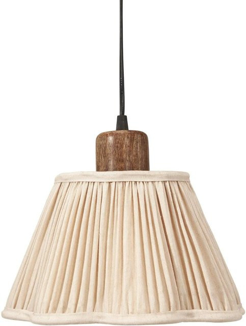 PR Home Siv Kleine Pendelleuchte aus Mangoholz und Stoff in Beige - Bild 1