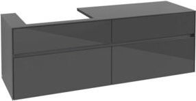 Villeroy & Boch Waschtischunterschrank Collaro in Grau Hochglanz mit linksseitigem Waschtisch, B/T/H: 160 x 54,8 x 50 cm - Bild 1