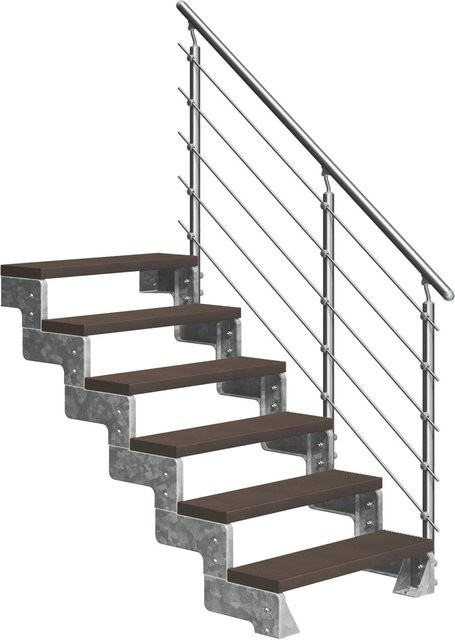 Dolle Außentreppe Gardentop 6 TRIMAX mit Geländer, Dunkelbraun, Breite: 80 cm - Bild 1