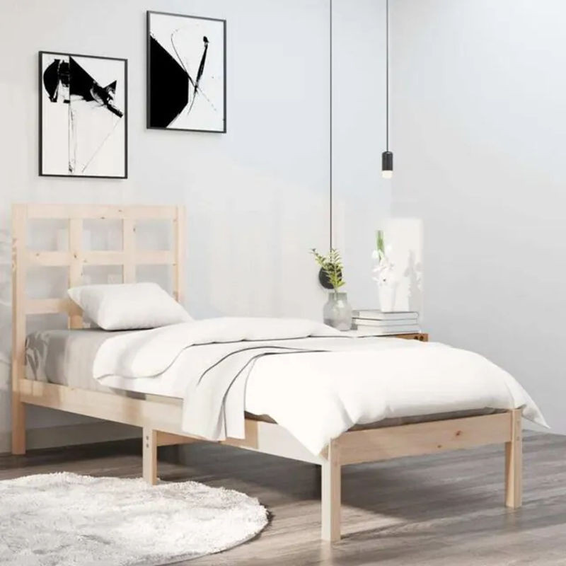 Massivholzbett Vidaxl aus Kiefer in Braun, B/T/H: 90 x 190 x 31 cm - Bild 1