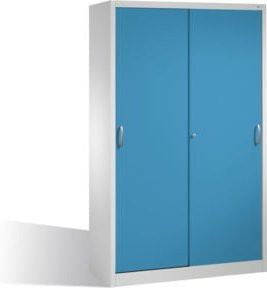 C+P Schwerlast-Werkzeugschrank mit Schiebetüren und 4 Böden, Farbe Lichtblau und Lichtgrau, H: 195 cm, B: 120 cm, T: 50 cm - Bild 1