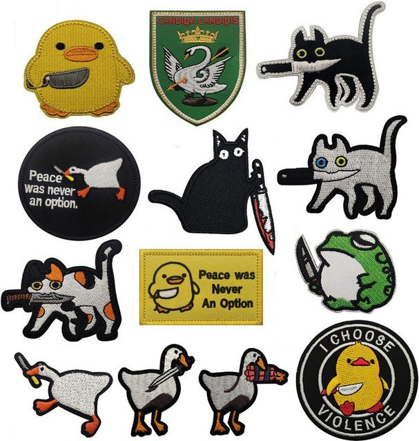 ZTY Rucksack-Aufnäher, Cartoon-Kritter, Kätzchen, Ente, Frosch, bestickt - Bild 1