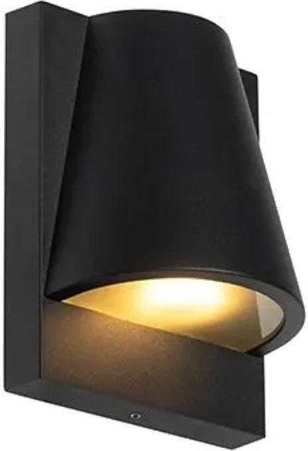QAZQA Industrielle Außenwandleuchte Femke in Schwarz aus Aluminium und Glas mit IP44 Schutzklasse und GU10 Fassung - Bild 1