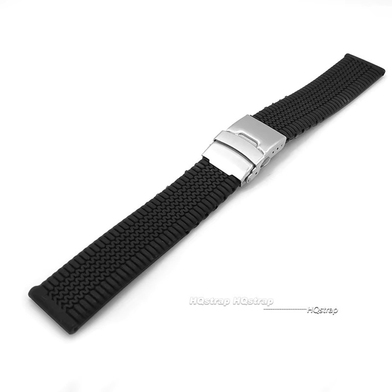 HQstrap Uhrenarmband Silikon, Reifenmuster, Schwarz, Unisex, 20 22 24 mm - Bild 2