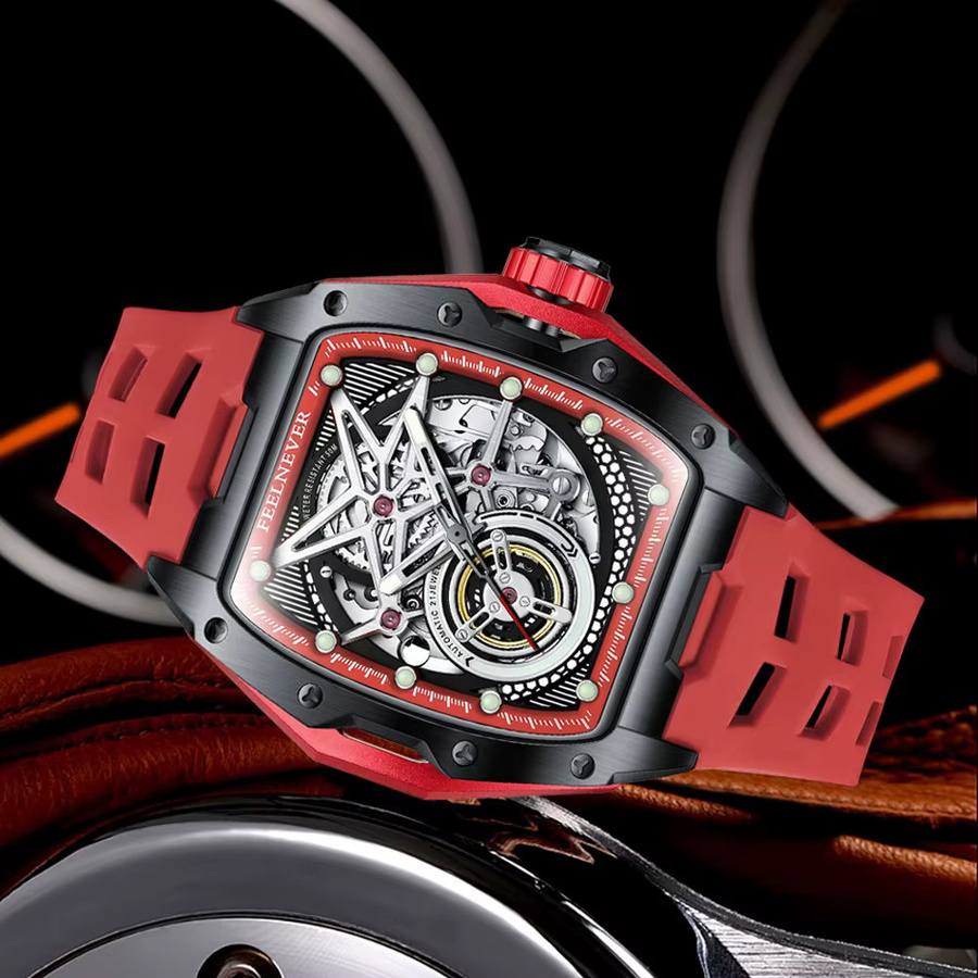 FeelNever Automatik-Herrenuhr, Tonneau, Edelstahl, Bicolor, Saphirglas - Bild 1
