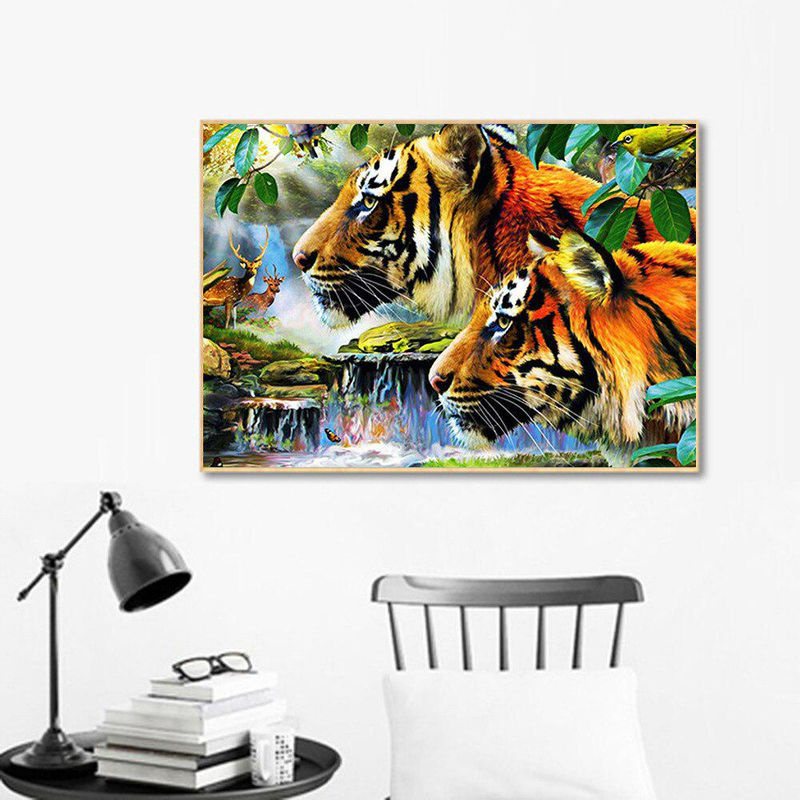 FIYO Diamond Painting Set mit Tiger Motiv, Mehrfarbiges Tierprint Wandbild auf Leinwand, B/H: 20 x 30 cm - Bild 2
