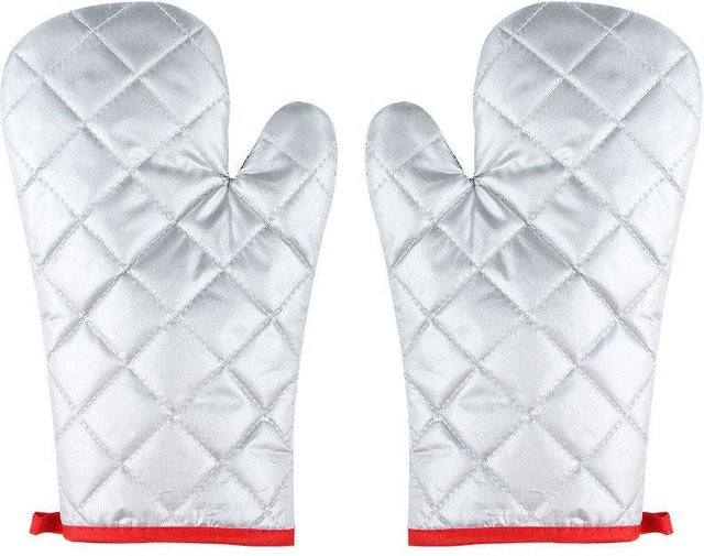 Hitzebeständiger Backhandschuh von SEEQS aus Baumwolle und Leinen in Grau, rutschfester Ofenhandschuh für die Küche - Bild 1