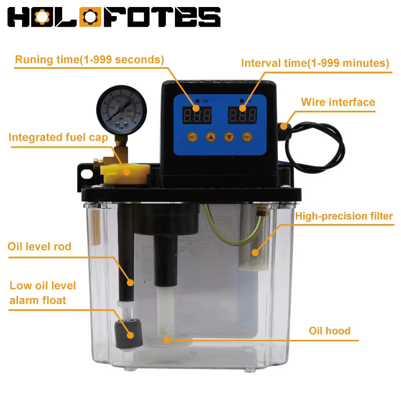 Elektromagnetisches Schmierpumpen-System Kit für CNC Werkzeugmaschinen mit 1L und 2L Optionen, AC220V, 4mm und 6mm Öl-Ausgang - Bild 2