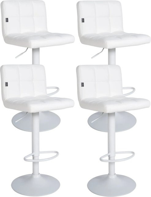 4er Set Barhocker DELUKE RIVAN aus Kunstleder in Weiß mit Lehne, B/T/H: 40 x 40 x 85 cm - Bild 1