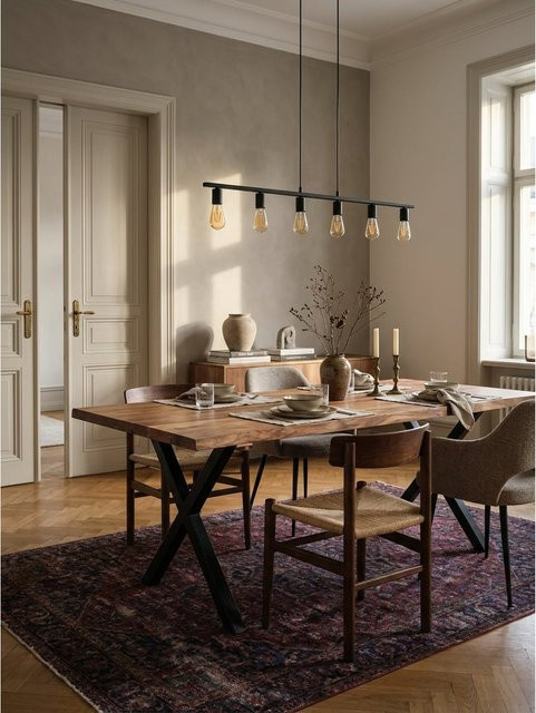 Esstisch aus Massivholz Akazie mit Metall X-Gestell in Braun, Rechteckig, B/T/H: 180 x 90 x 76 cm - Bild 1