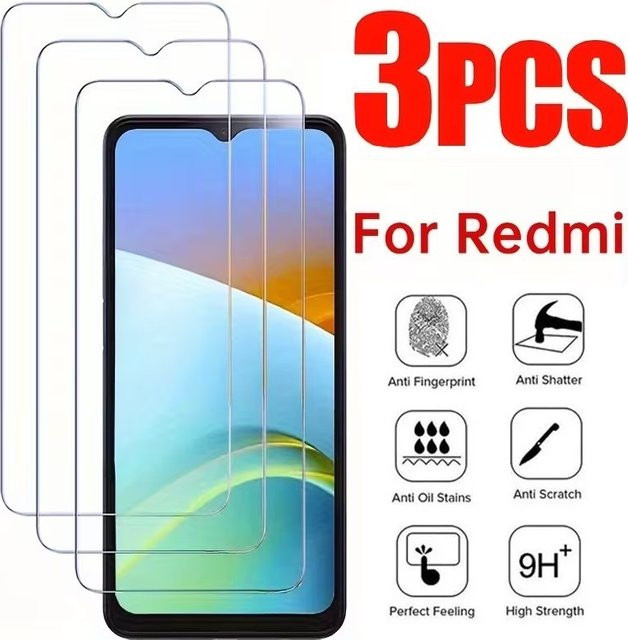 3er-Pack Displayschutzfolie aus gehärtetem Glas für Xiaomi Redmi A3, A3X, Redmi A2 und A1 Plus, transparent - Bild 1