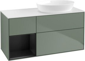 V&B Waschtischunterschrank Finion mit Wandbeleuchtung in Blau lackiert, Breite: 120 cm, Tiefe: 50,1 cm, Höhe: 50,1 cm - Bild 1