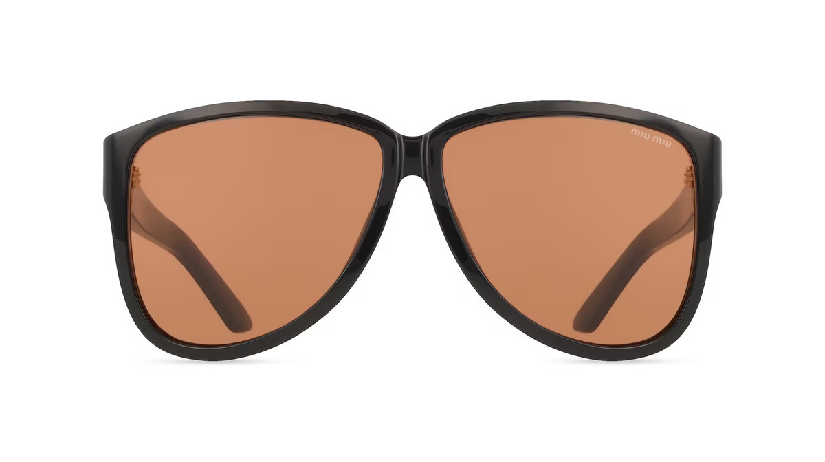 Miu Miu 0MU A08S Sonnenbrille Pilot, Vollrand, Acetat, Damen, schwarz - Bild 1