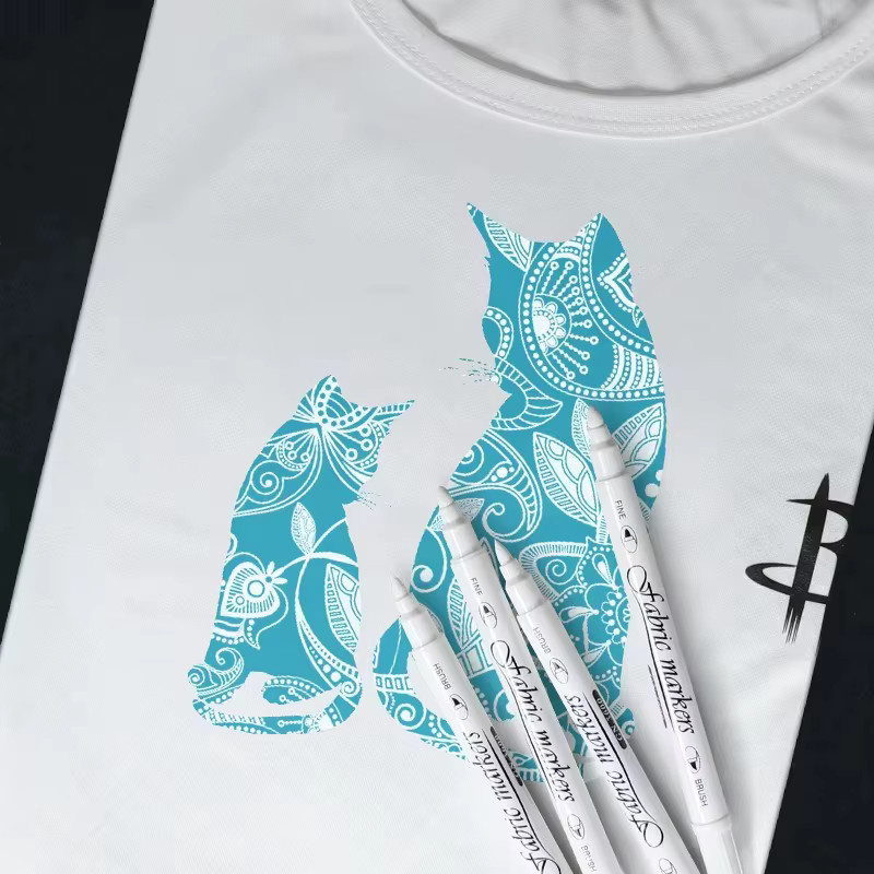 Wasserdichte weiße Farbmarkierungsstifte mit doppelter Spitze für Stoff, Kleidung und DIY-Kunst - Bild 3
