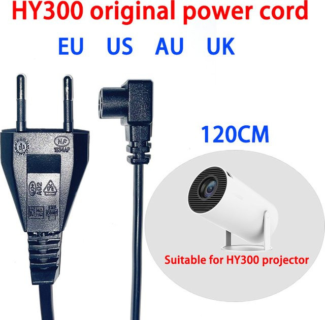 DITONG HY300 Projektor-Zubehör Original-Stromkabel in Schwarz mit EU-, US-, AU- und UK-Stecker - Bild 1