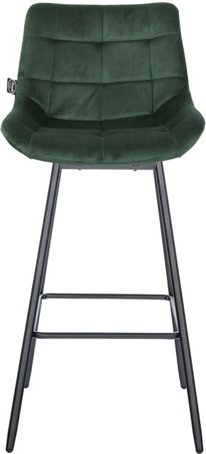 4er Set DELUKE Barhocker VISEN aus Samt in Dunkelgrün, drehbare Barstühle mit Lehne und Steppung, B/T/H: 49 x 56 x 105 cm - Bild 1
