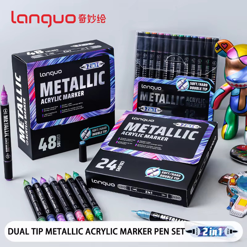 Languo Metallic Acryl Marker Set M750 mit Dual Tip und Brush Spitze in Multicolour für DIY Graffiti und Schule - Bild 7