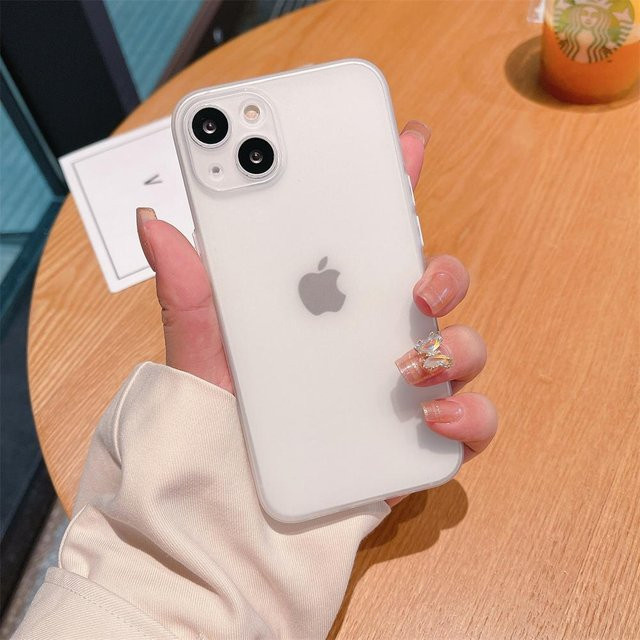 YULIN Ultra-Dünne Matte Weiche Transparente TPU Schutzhülle für iPhone 11 12 13 14 15 Pro Max und weitere Modelle in Transparent und Weiß - Bild 1