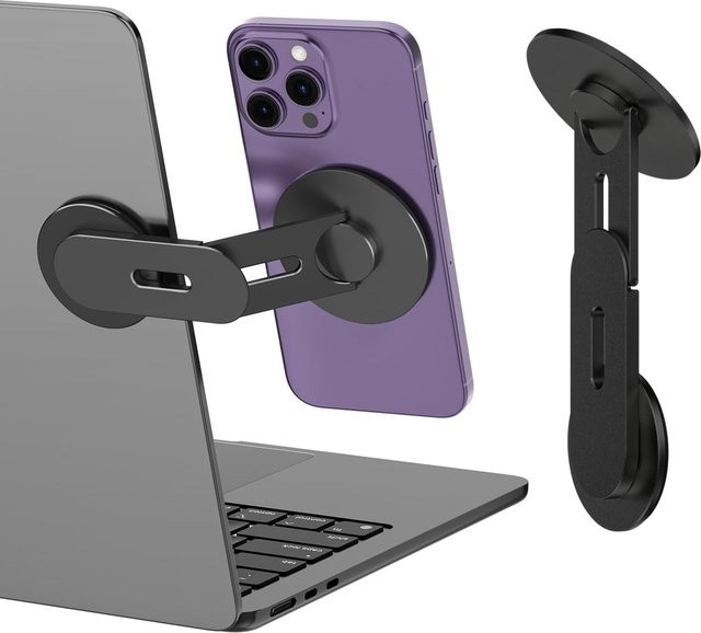 CloudValley Magnetischer Laptop- und Telefonständer, Verstellbarer Kamera-Handyhalter und Faltbarer Ständer für Tesla, PC und Monitor in Schwarz oder Grau - Bild 1