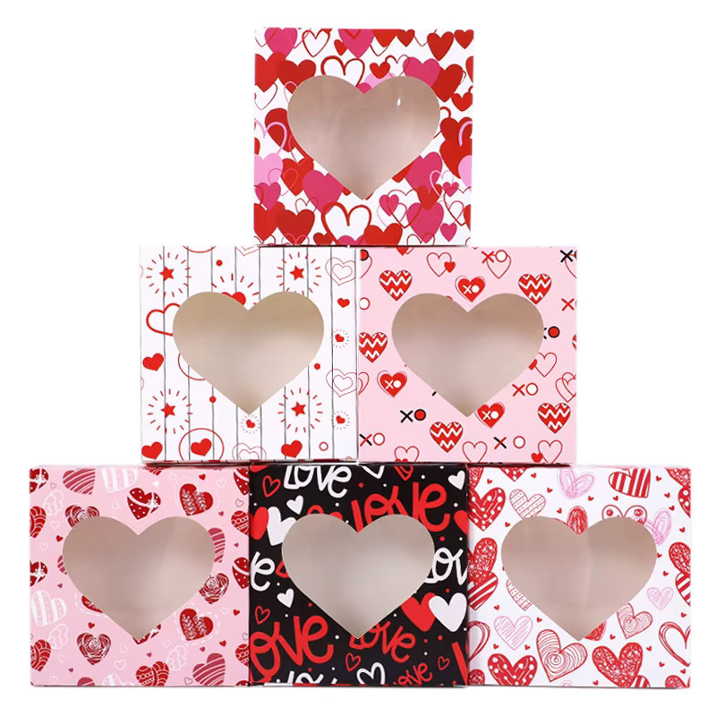 21 Stück Herz-Geschenkboxen aus Papier mit Sichtfenster in Rot für Valentinstag, Hochzeit, Geburtstag oder Party - Bild 3