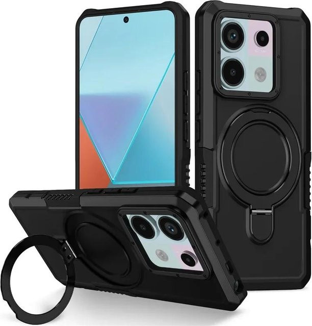 YULIN Schutzhülle mit Ständer für Redmi Note 13 Pro 12S 11 10 Pro 5G 4G in Schwarz und Transparent - Bild 1