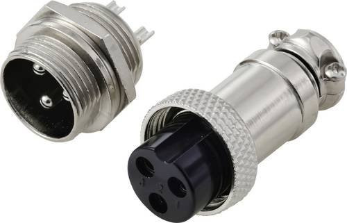 TRU COMPONENTS GX16 Rundsteckverbinder Set mit Stecker und Buchsenkontakt in Silber - Bild 1