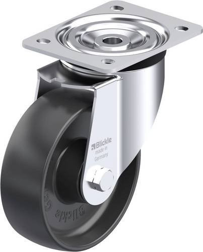 Blickle Stahlblech-Lenkrolle 46086 L-PP 150R mit Rad-Durchmesser 150 mm und einer Tragfähigkeit von 300 kg in Grau und Schwarz - Bild 1