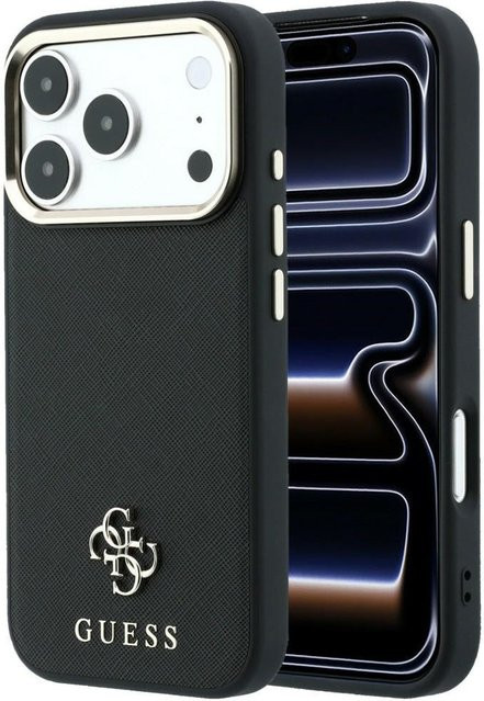 Guess MagSafe-Hülle Saffiano Small 4G Classic für Apple iPhone 18 Pro Max und iPhone 17 Pro Max, Schwarz - Bild 1