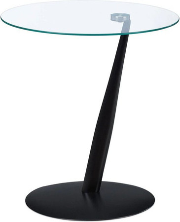 Relaxdays Beistelltisch modern aus Glas und Stahl in Schwarz und Transparent, B/T/H: 49 x 45 x 5 cm