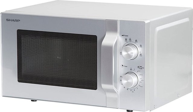 Sharp R204S Solo Mikrowelle in Silber und Weiß mit Timer für die Tischaufstellung - Bild 1
