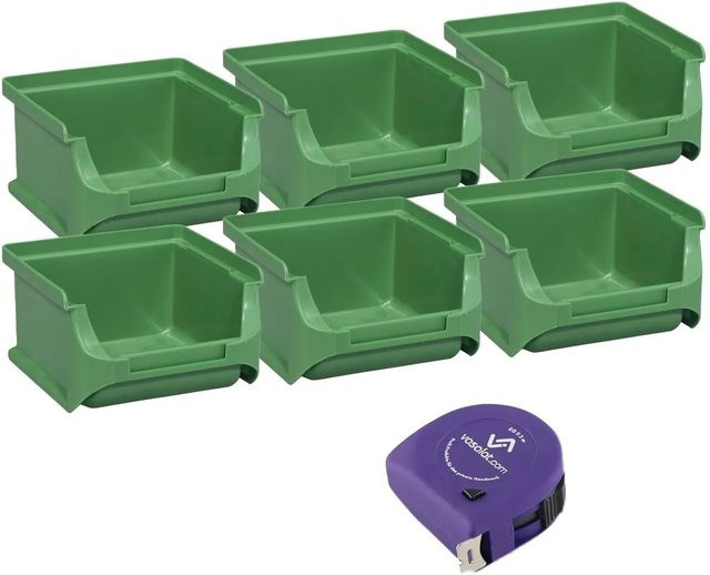 vasalat Set Stapelboxen aus Kunststoff, Grün, 6 Stück, B/T/H: 10,0 x 10,2 x 6,0 cm - Bild 1