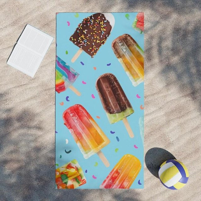JMG Household Supplies Strandtuch Sommer Obst und Eis am Stiel aus Mikrofaser, B/B: 90 x 180 cm, Mehrfarbig - Bild 1