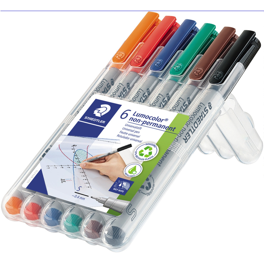 STAEDTLER Lumocolor non-permanent 311 Folienstifte, Multicolor, 6er Pack, feine Spitze - Bild 2