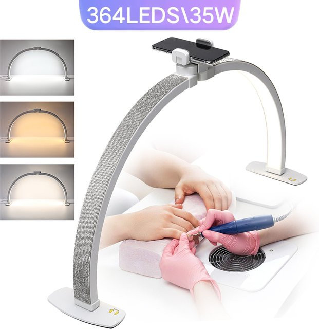 DianaBeauty Halbmond LED Nagel Tisch Lampe in Pink, faltbare Crescent Maniküre Desktop Beleuchtung für Wimpern und Beauty Salon, 3000-6000K - Bild 1