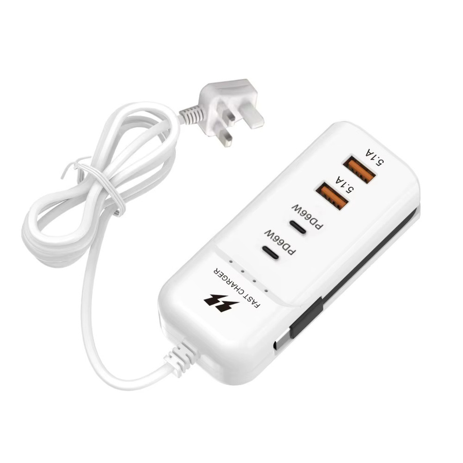 66W 4-Port PD USB-C Schnellladegerät USB-Hub-Adapter in Weiß mit EU US UK Stecker - Bild 7