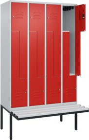 C+P Z-Spind Classic PLUS Sitzbank mit 8 Fächern, auskragender Typ, B/T/H: 212,0 x 120,0 x 81,5 cm, mit Zylinderschloss und Kunststoff-Sitzfläche - Bild 1