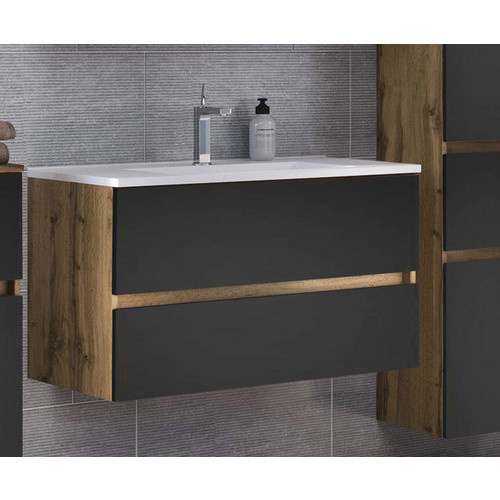 HELD MÖBEL Waschtisch Lucca in Grau mit LED-Beleuchtung, Breite: 100 cm, Höhe: 54 cm, Tiefe: 47 cm - Bild 2