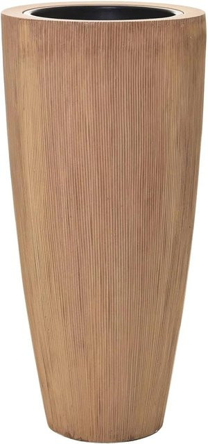 Vivanno Pflanzkübel City aus Fiberglas in Beige mit geriffeltem Design, B/T/H: 37 x 37 x 80 cm - Bild 1