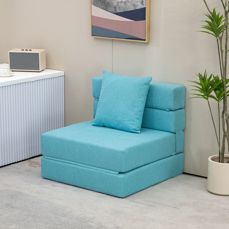 HOMCOM 2-in-1 Schlafsessel klappbar mit Bettfunktion und Kissen, Relaxsessel in Blau, bis 100 kg belastbar - Bild 2