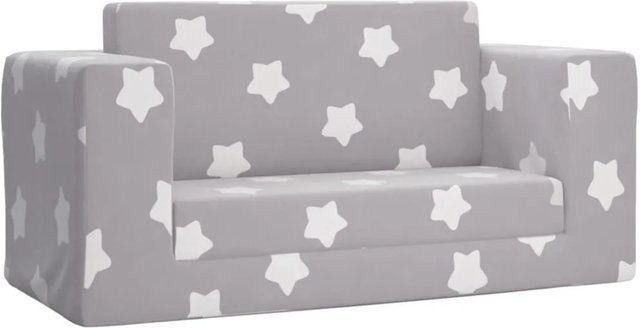 vidaXL Kinder-Schlafsofa 2-Sitzer Hellgrau mit Sternen aus weichem Plüsch B/T/H: 84 x 38 x 42 cm - Bild 1