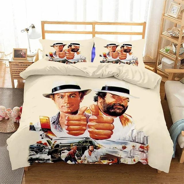 Bettwäscheset Bud Spencer und Terence Hill mit Bettbezug und Kissenbezug von Lodestar, Farbe Weiß, B/H: 70 x 133 cm - Bild 1