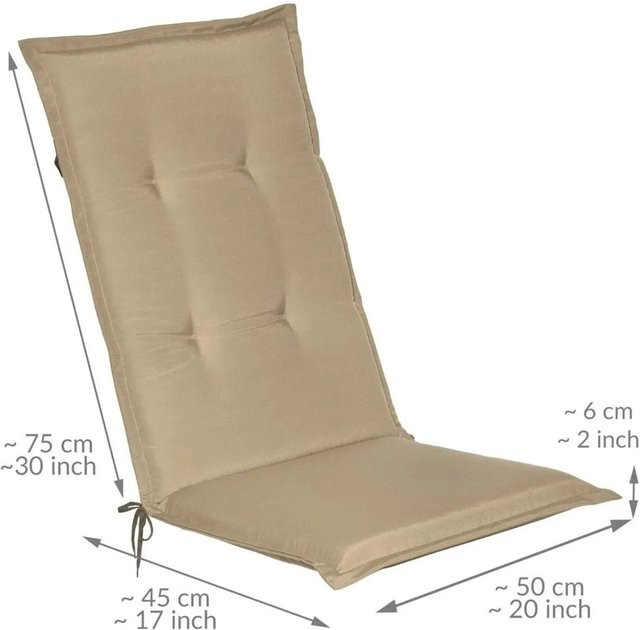 Beautissu Loft HL Hochlehner Liegeauflage in Natur/Beige, B/T/H: 120 x 50 x 6 cm - Bild 1